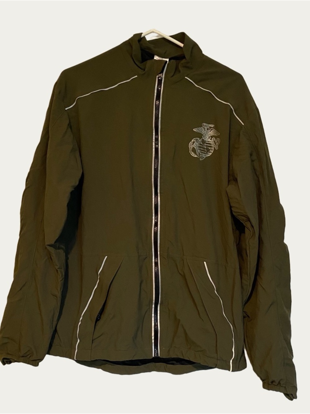 US Marine Corps PT Running Jacket Olive Green - Small Long - M485000 NWT